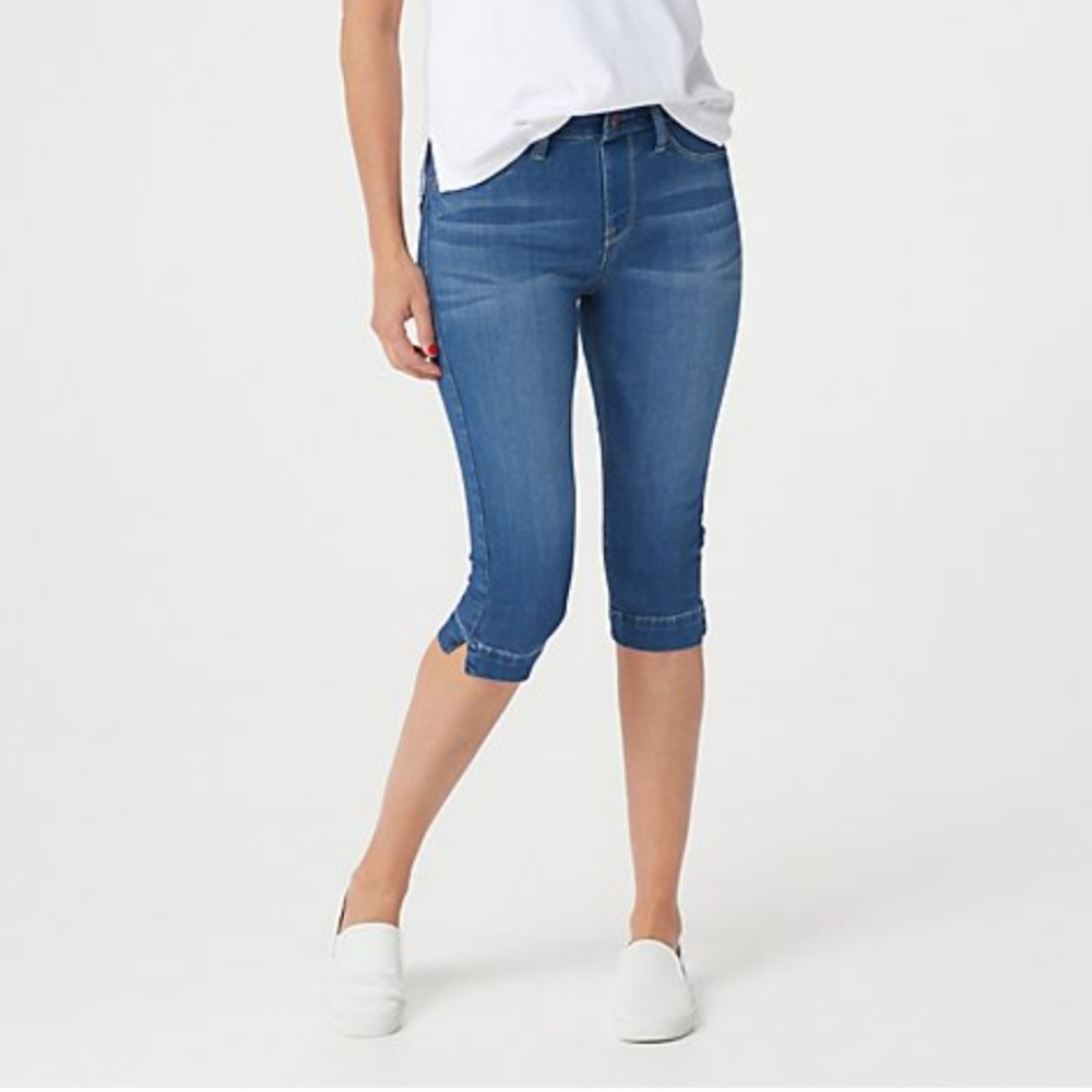🆕️ QVC Laurie Felt Silky Skimmer Denim Pedal Pusher Pull On Jeans Size M